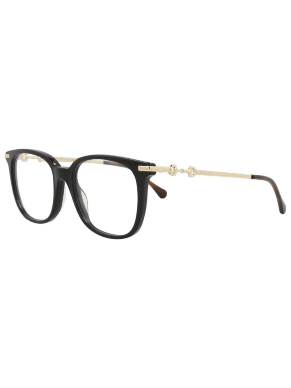 New Gucci Women's Eyeglasses Square Rectangle Acetate Frame Black Gold